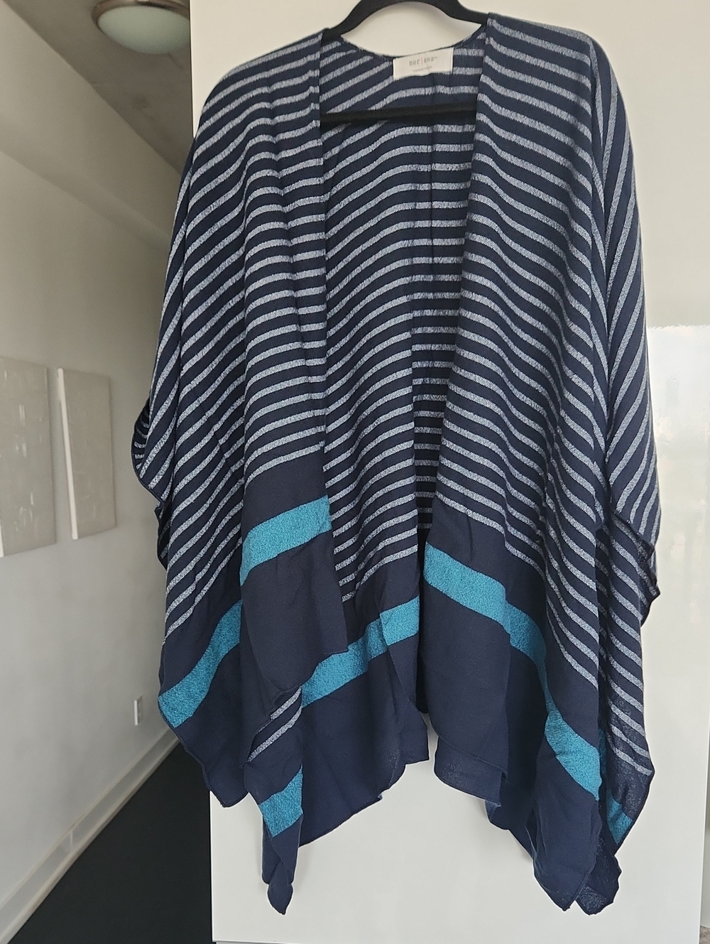 Mer Sea -  Navy and Teal Striped Draped Travel Wrap